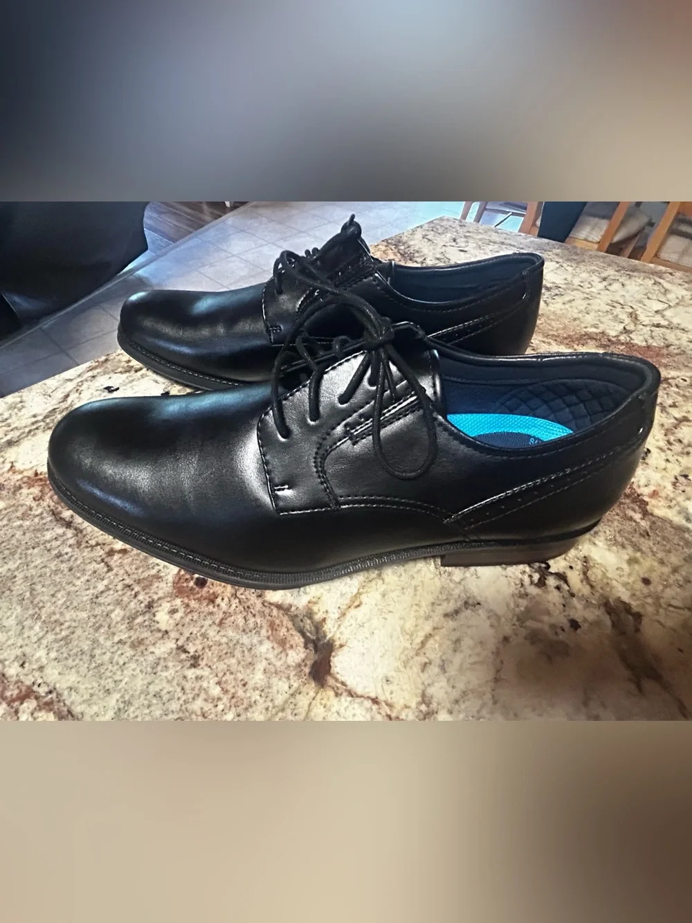 NEW Dockers Supreme Comfort Men’s 11 Black Faux Leather Lace-Up Oxfords Shoes